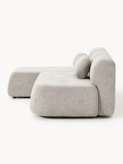 Divano letto angolare in teddy-bouclé con contenitore Pao