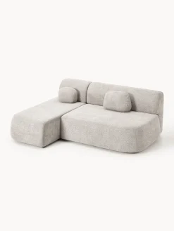 Divano letto angolare in teddy-bouclé con contenitore Pao