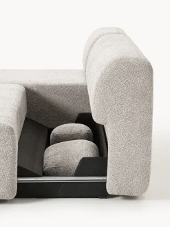 Divano letto angolare in teddy-bouclé con contenitore Pao