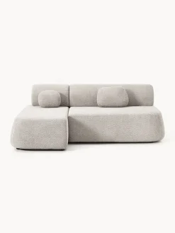 Divano letto angolare in teddy-bouclé con contenitore Pao