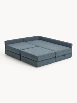 Divano letto angolare in bouclé con contenitore Ladina