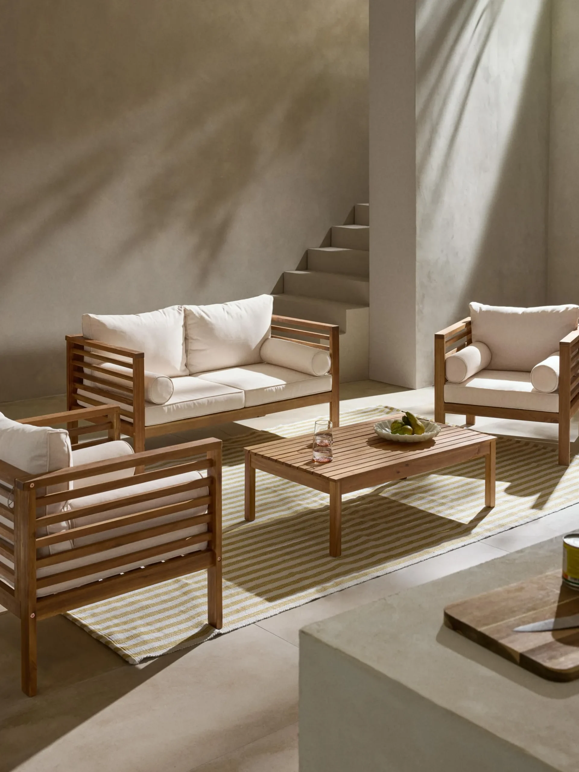 Divano lounge da giardino 2 posti in legno di acacia Bo