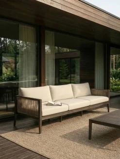 Divano lounge da giardino in legno di acacia 3 posti Travis