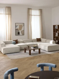 Divano XL componibile in velluto a coste Lennon