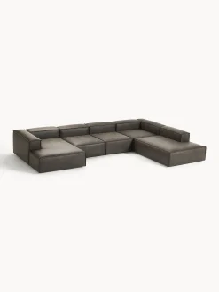 Divano XL componibile in pelle Lennon