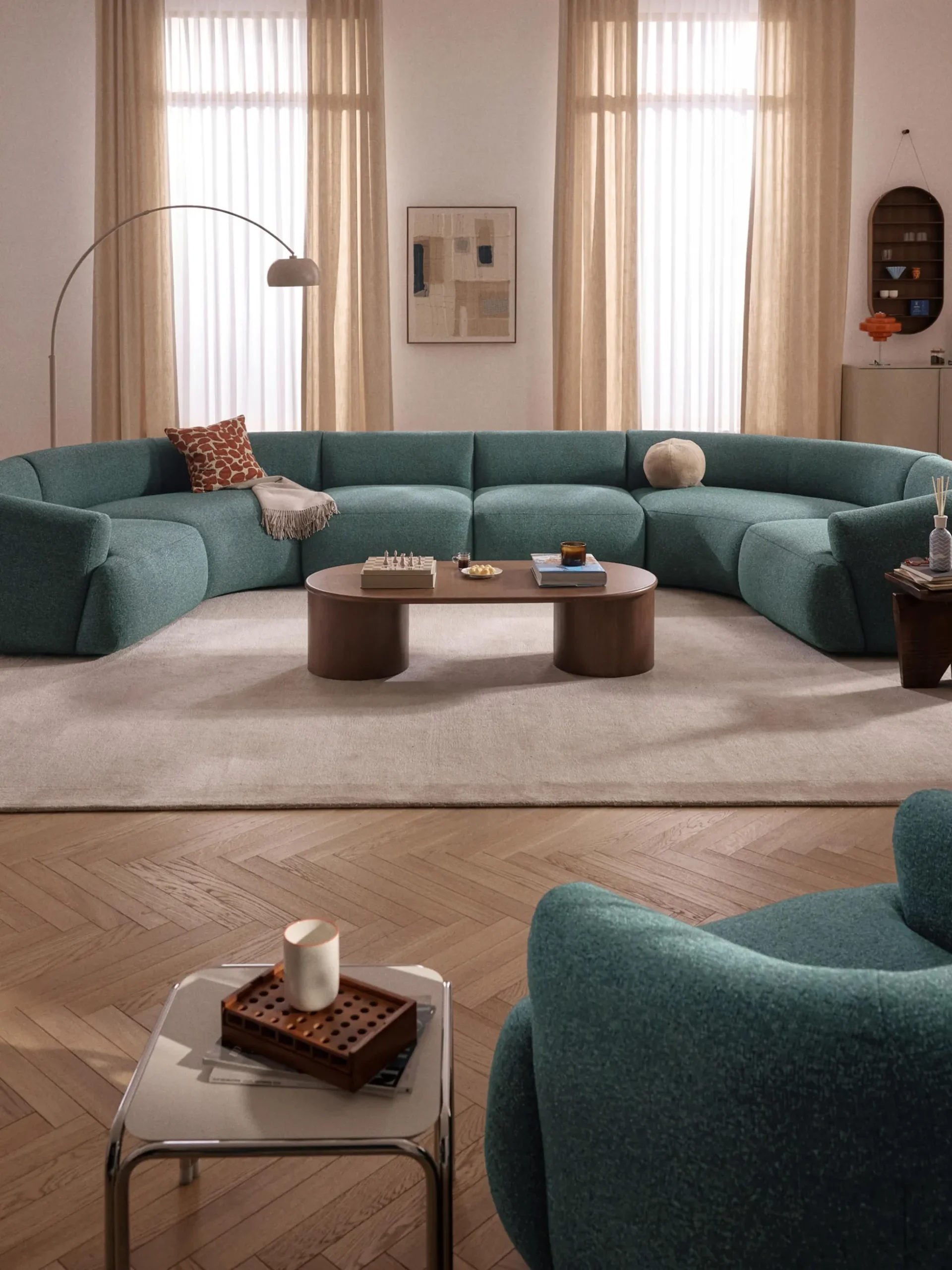 Divano XL componibile in bouclé Sofia