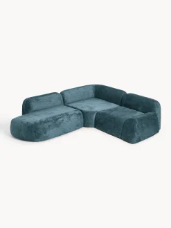 Divano angolare componibile 4 posti con chaise longue in teddy bouclé Wolke