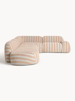 Divano angolare componibile XL a righe con chaise longue Wolke