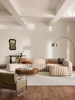 Divano angolare componibile XL a righe con chaise longue Wolke