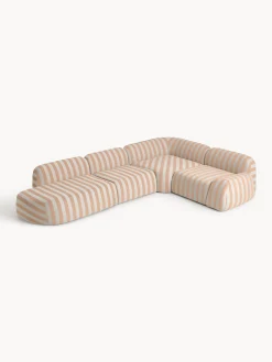 Divano angolare componibile XL a righe con chaise longue Wolke