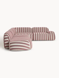 Divano angolare componibile XL a righe con chaise longue Wolke