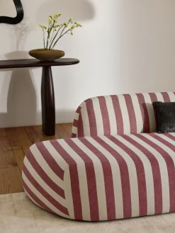 Divano angolare componibile XL a righe con chaise longue Wolke