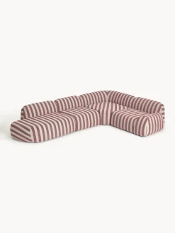 Divano angolare componibile XL a righe con chaise longue Wolke