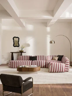 Divano angolare componibile XL a righe con chaise longue Wolke