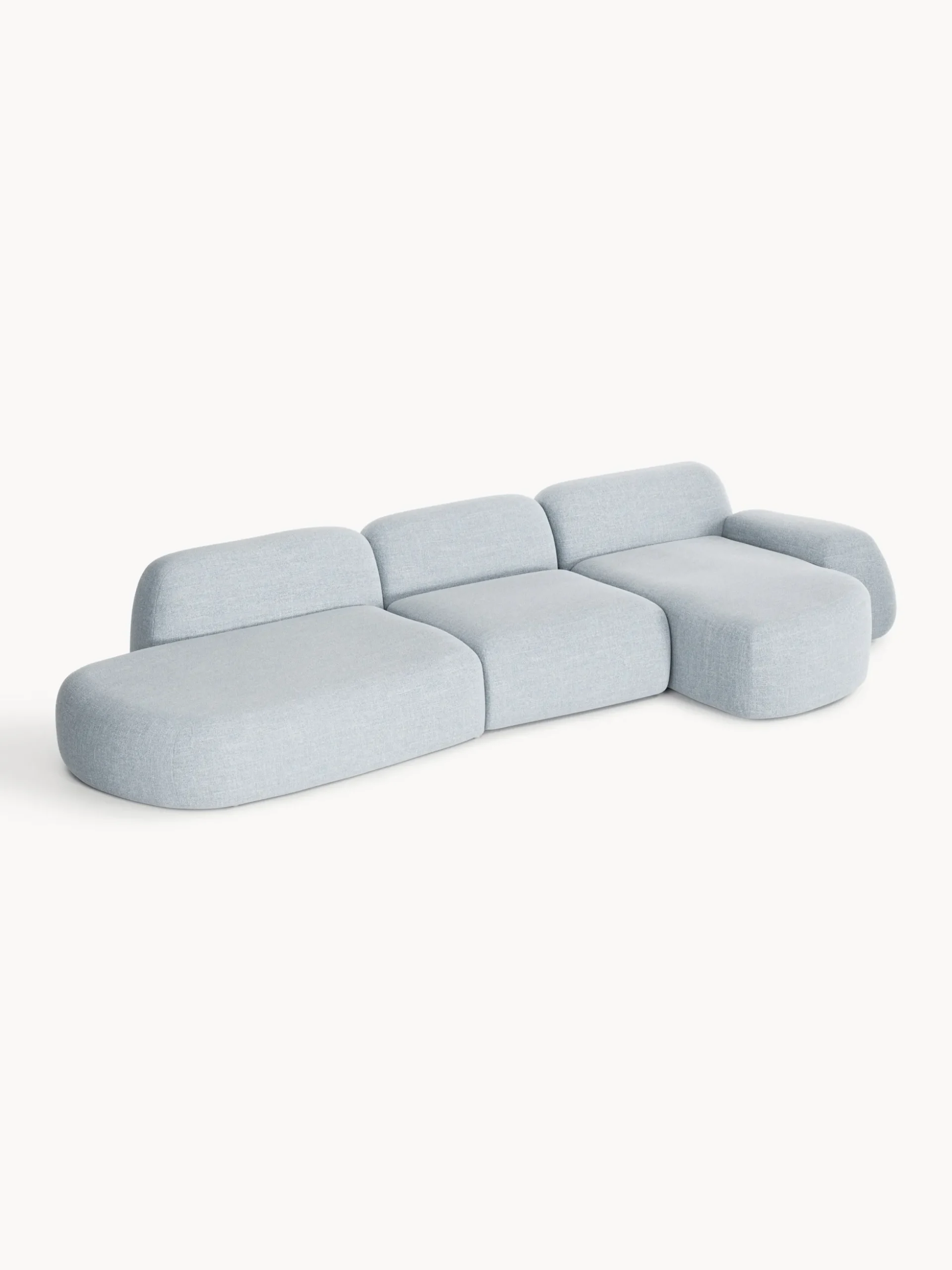 Divano angolare componibile 4 posti in bouclé con chaise longue Wolke