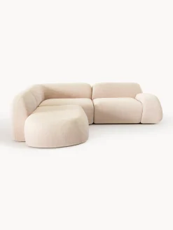 Divano angolare componibile 4 posti in bouclé con chaise longue Wolke