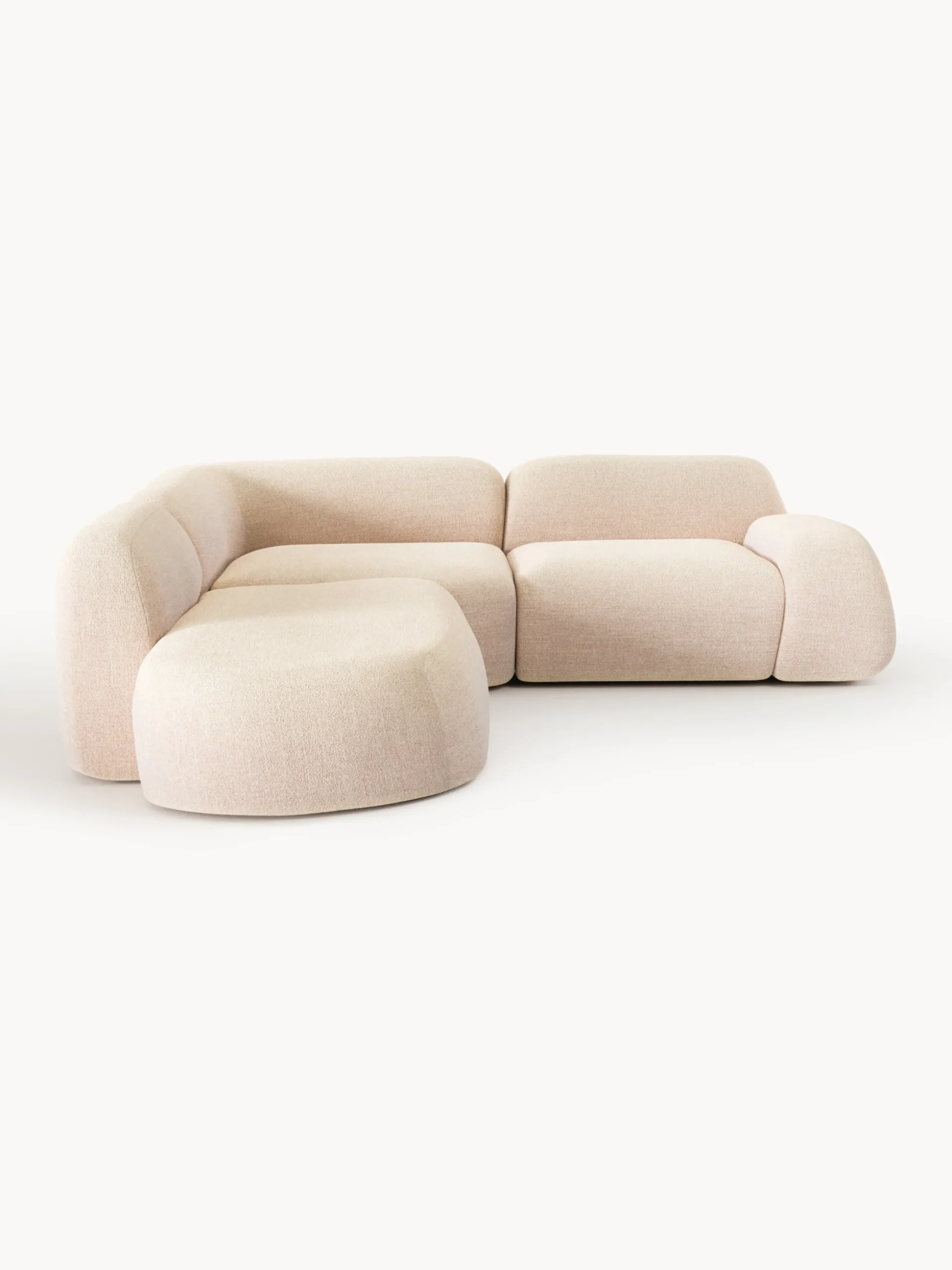 Divano angolare componibile 4 posti in bouclé con chaise longue Wolke