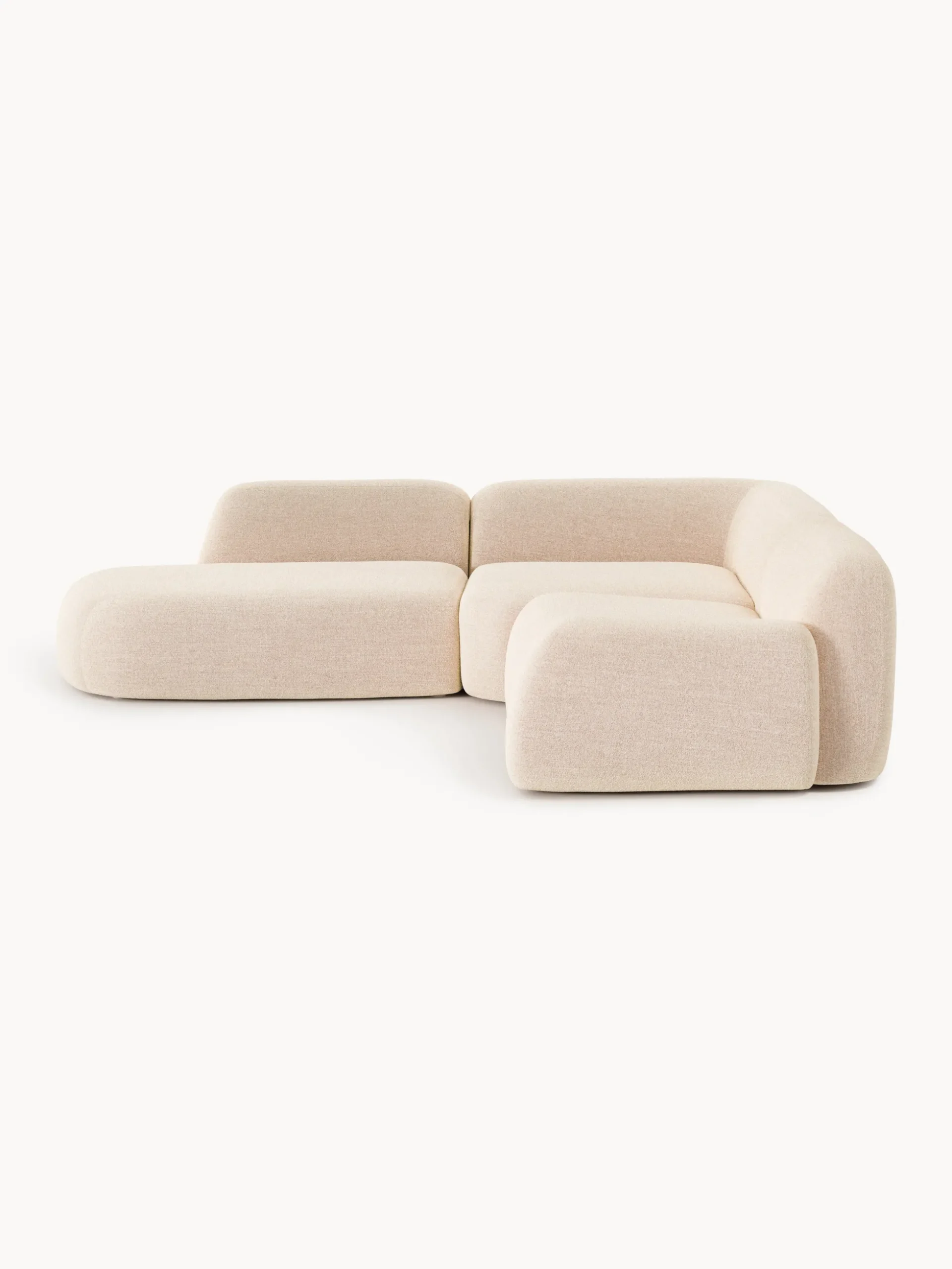 Divano angolare componibile 4 posti in bouclé con chaise longue Wolke