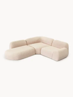 Divano angolare componibile 4 posti in bouclé con chaise longue Wolke
