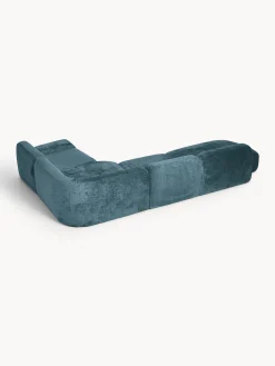 Divano angolare componibile 4 posti con chaise longue in teddy bouclé Wolke