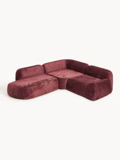 Divano angolare componibile 4 posti con chaise longue in teddy bouclé Wolke