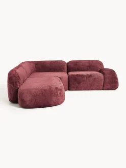 Divano angolare componibile 4 posti con chaise longue in teddy bouclé Wolke
