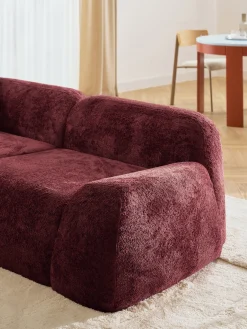 Divano angolare componibile 4 posti con chaise longue in teddy bouclé Wolke