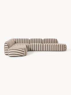 Divano angolare componibile XL a righe con chaise longue Wolke