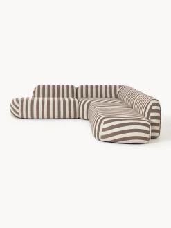 Divano angolare componibile XL a righe con chaise longue Wolke