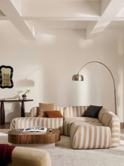 Divano angolare componibile 4 posti a righe con chaise longue Wolke