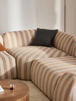 Divano angolare componibile 4 posti a righe con chaise longue Wolke