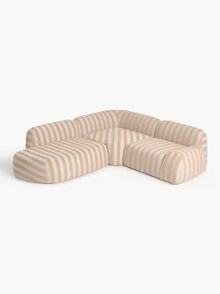 Divano angolare componibile 4 posti a righe con chaise longue Wolke