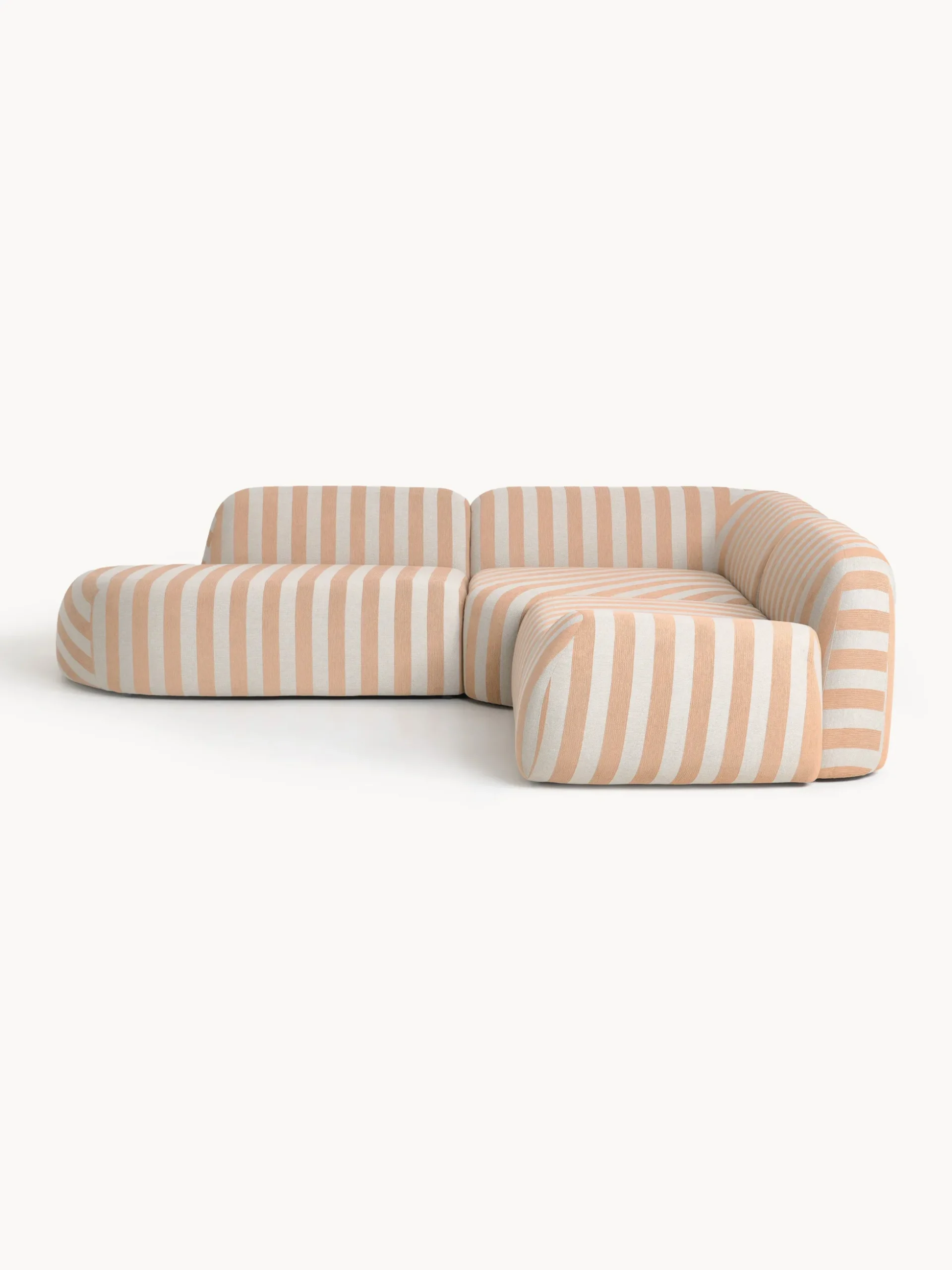 Divano angolare componibile 4 posti a righe con chaise longue Wolke