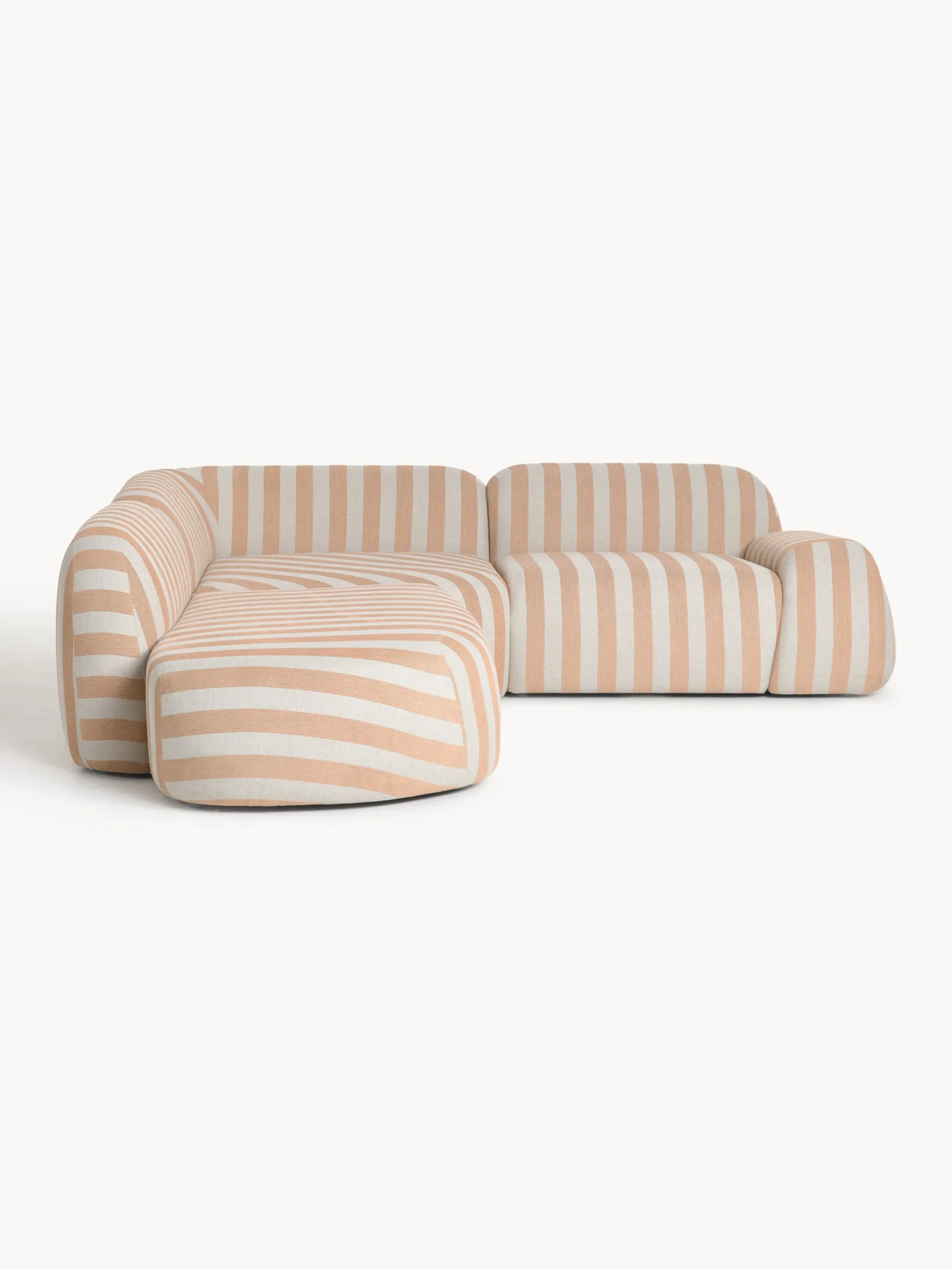 Divano angolare componibile 4 posti a righe con chaise longue Wolke
