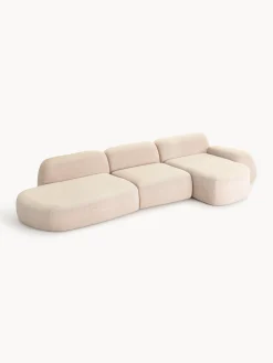 Divano angolare componibile 4 posti in bouclé con chaise longue Wolke
