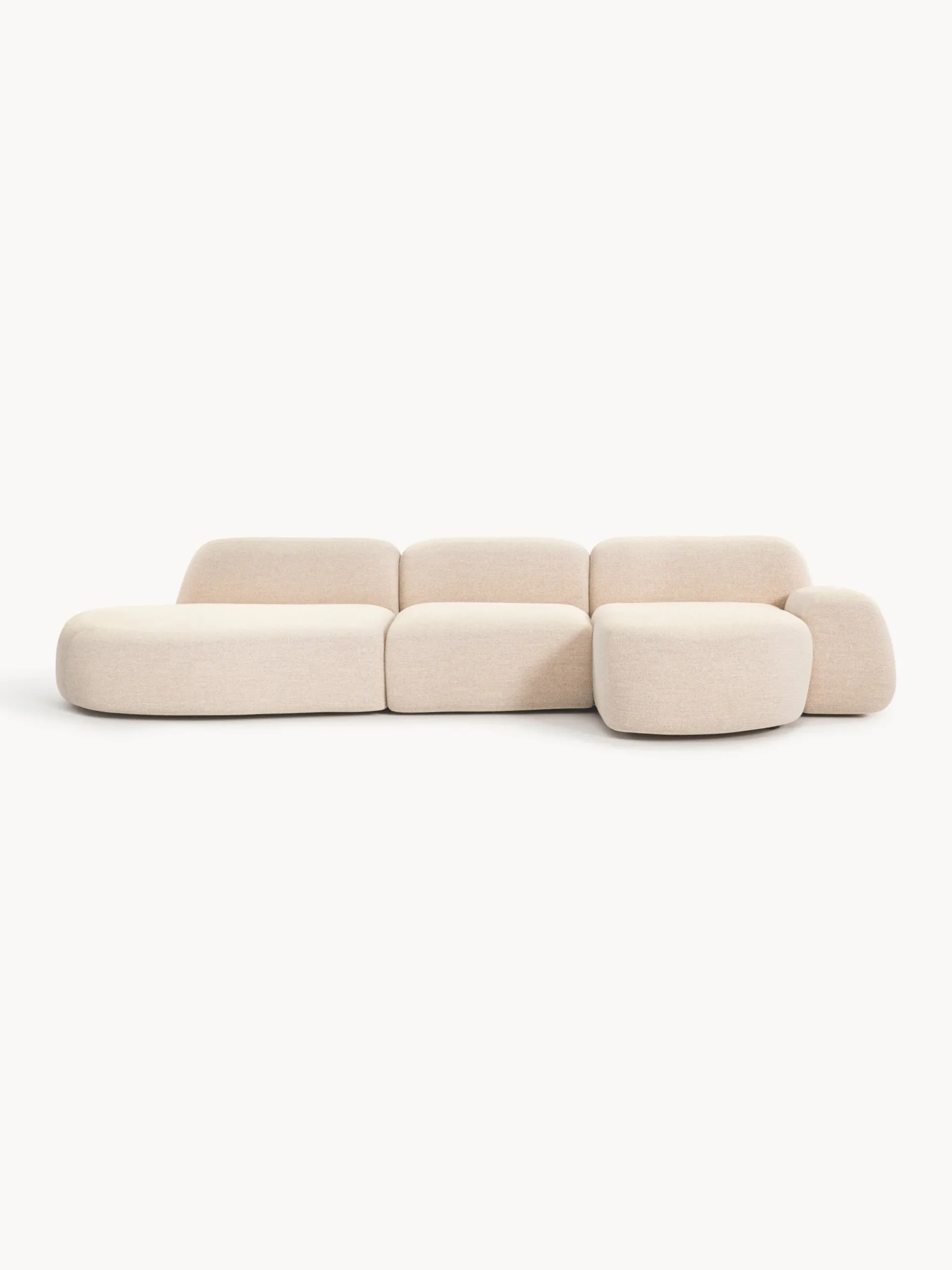 Divano angolare componibile 4 posti in bouclé con chaise longue Wolke