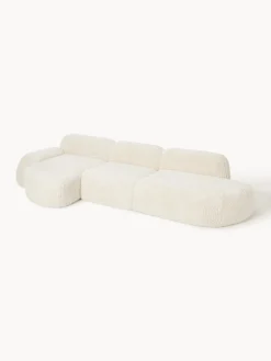 Divano angolare componibile 4 posti con chaise longue in teddy Wolke