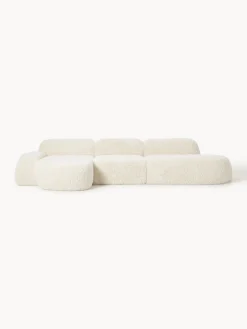 Divano angolare componibile 4 posti con chaise longue in teddy Wolke