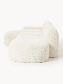 Divano angolare componibile 4 posti con chaise longue in teddy Wolke