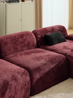 Divano angolare componibile 4 posti in teddy bouclé Wolke
