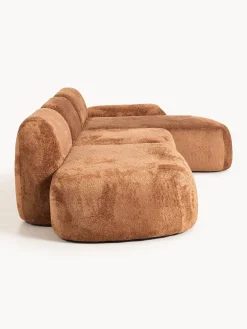 Divano angolare componibile 4 posti con chaise longue in teddy bouclé Wolke