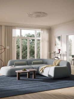 Divano angolare componibile 4 posti in bouclé con chaise longue Wolke