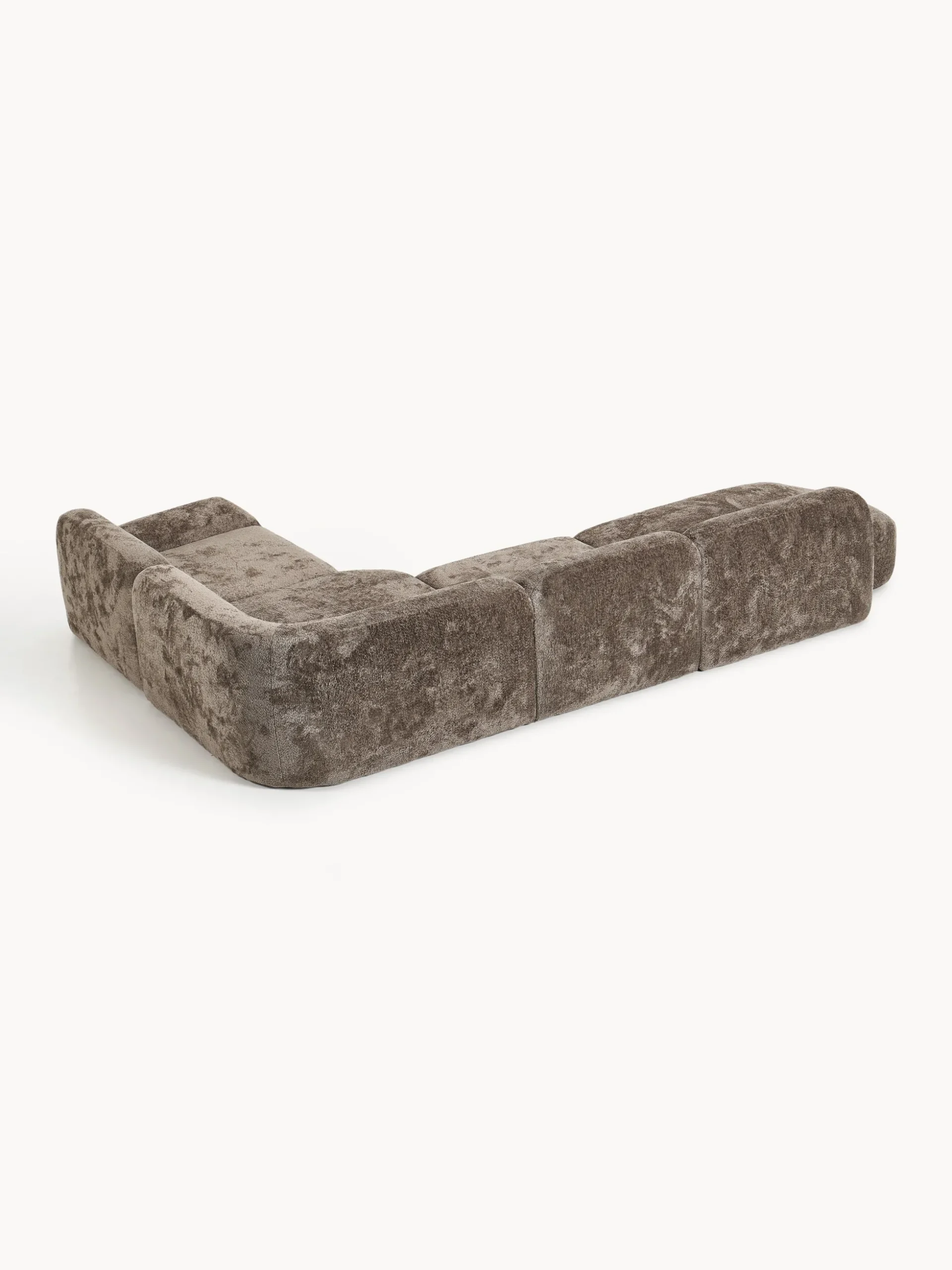 Divano angolare componibile 4 posti in teddy bouclé con chaise longue Wolke