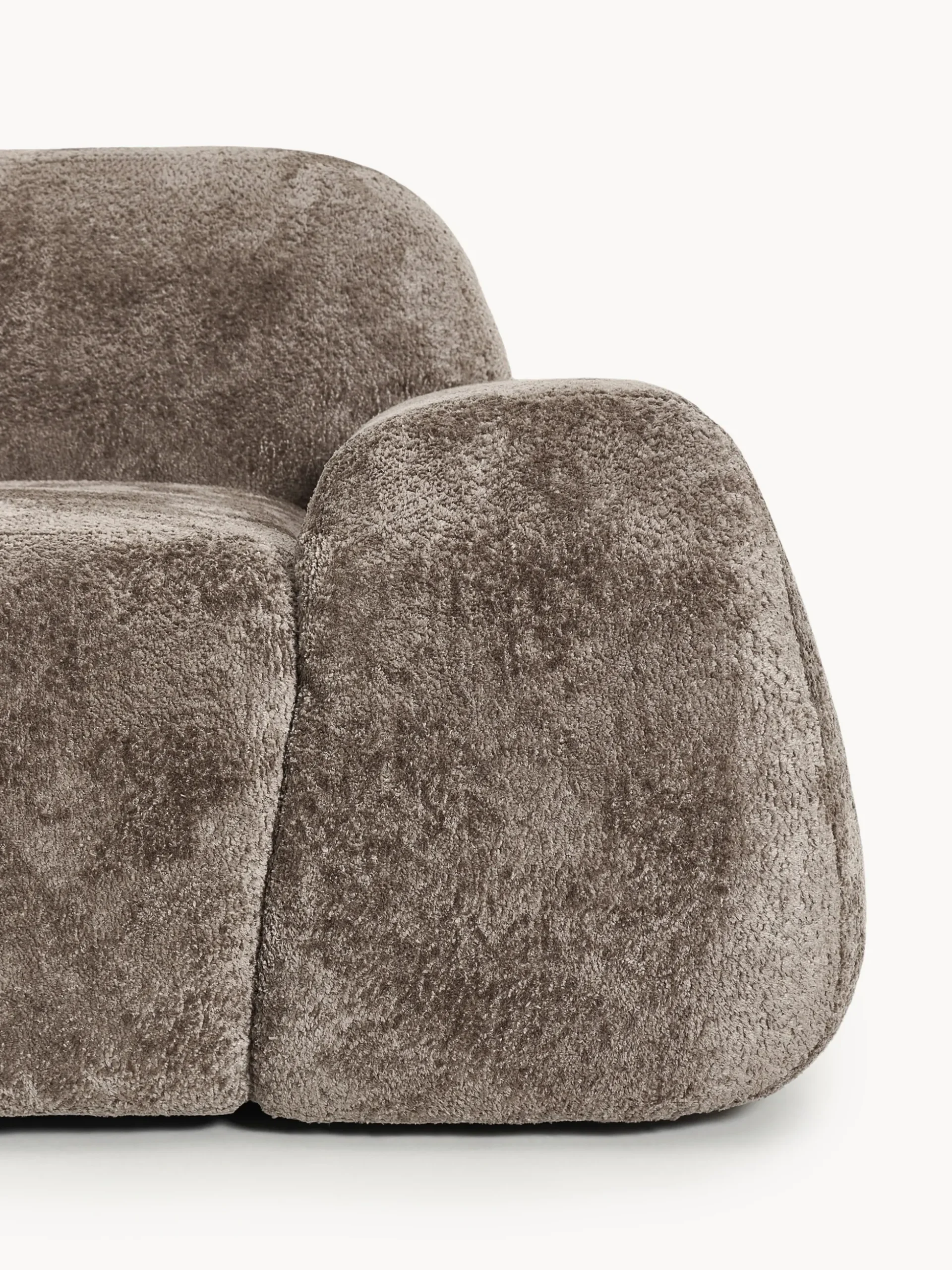 Divano angolare componibile 4 posti in teddy bouclé con chaise longue Wolke