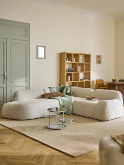 Divano angolare componibile 4 posti con chaise longue in teddy bouclé Wolke