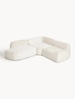 Divano angolare componibile 4 posti con chaise longue in teddy bouclé Wolke