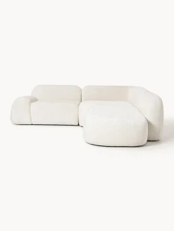 Divano angolare componibile 4 posti con chaise longue in teddy bouclé Wolke
