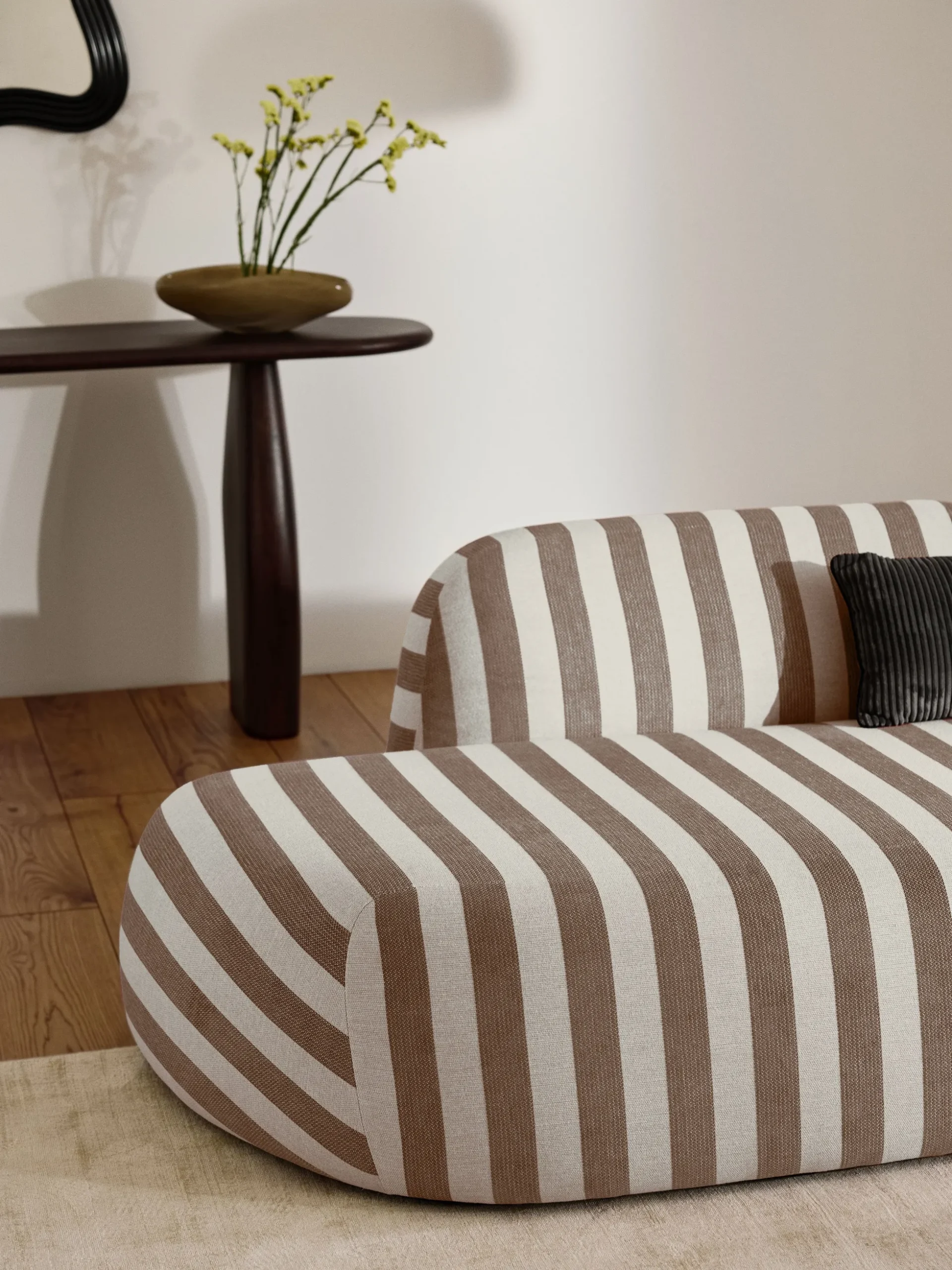 Divano angolare componibile 4 posti a righe con chaise longue Wolke
