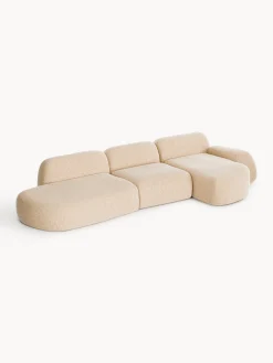 Divano angolare componibile 4 posti in bouclé con chaise longue Wolke