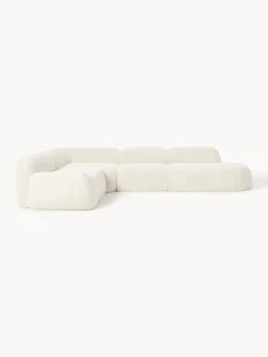 Divano angolare XL componibile 4 posti con chaise longue in teddy Wolke